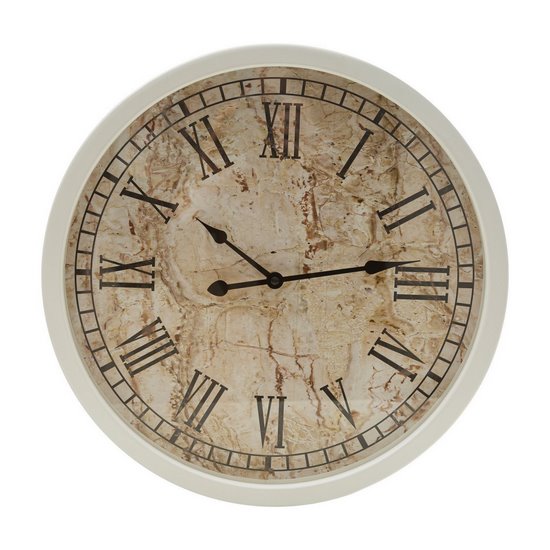 Okrągły zegar ścienny z rzymskimi cyframi w metalowej ramie  Eurofirany - 40 x 7 x 40 cm - beżowy