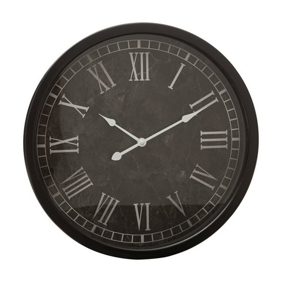 Okrągły zegar ścienny z rzymskimi cyframi w metalowej ramie  Eurofirany - 40 x 7 x 40 cm - czarny