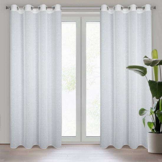 Dekoracja okienna z siateczki przetykana srebrną nicią NADIN naturalna 140x250 cm na przelotkach Eurofirany Dekoracja okienna z siateczki przetykana srebrną nicią NADIN naturalna 140x250 cm na przelotkach Eurofirany - 140 x 250 cm