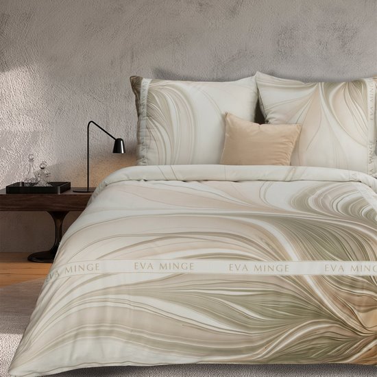 Komplet pościeli SOPHIA z designerskim nadrukiem z najwyższej jakości makosatyny bawełnianej z logo Eva Minge - 220 x 200 cm - biały