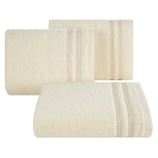 Ręcznik łazienkowy ALLY bawełniany z subtelną bordiurą w paseczki Eurofirany - 30 x 50 cm - kremowy