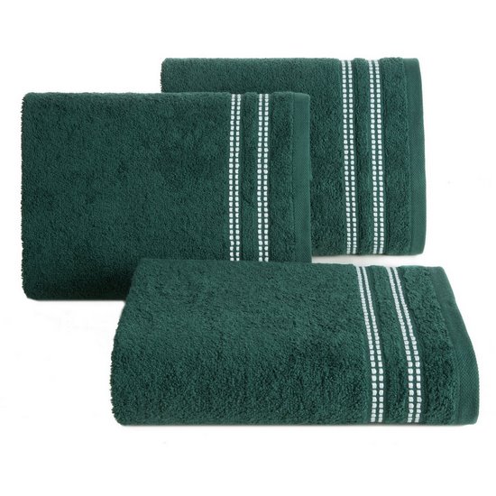 Ręcznik łazienkowy ALLY bawełniany z subtelną bordiurą w paseczki Eurofirany - 50 x 90 cm - zielony