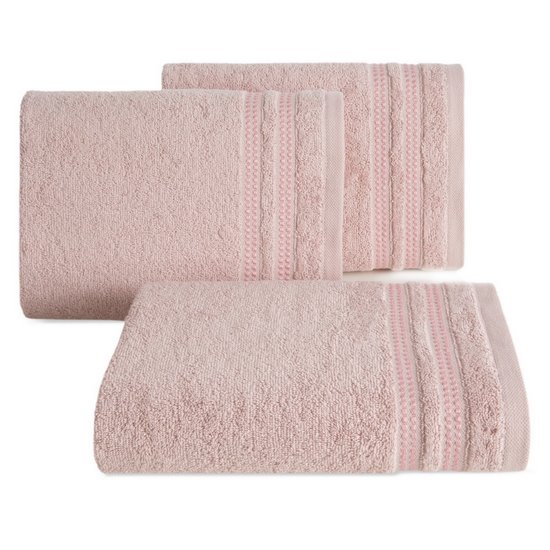 Ręcznik łazienkowy ALLY bawełniany z subtelną bordiurą w paseczki Eurofirany - 30 x 50 cm - pudrowy róż