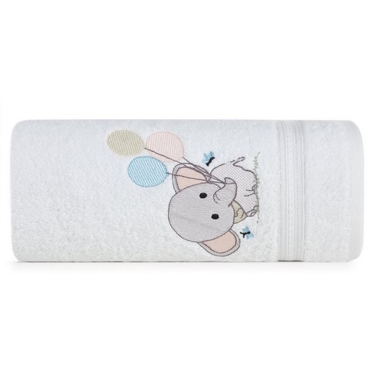 BABY 50 BIAŁY RĘCZNIK DZIECIĘCY Z BAWEŁNY Z SŁONIKIEM 50x90 cm EUROFIRANY BABY 50 BIAŁY RĘCZNIK DZIECIĘCY Z BAWEŁNY Z SŁONIKIEM 50x90 cm EUROFIRANY - 50 x 90 cm