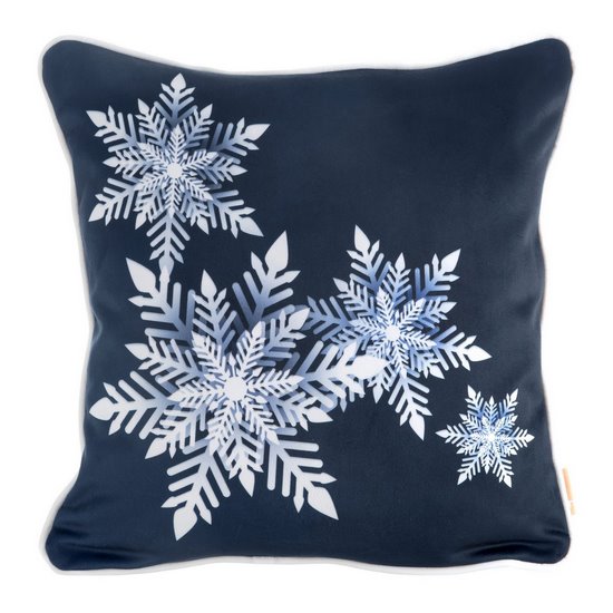 Poszewka świąteczna CAROL z welwetu zdobiona nadrukiem śnieżynek granatowa 45x45 cm Eurofirany Poszewka świąteczna CAROL z welwetu zdobiona nadrukiem śnieżynek granatowa 45x45 cm Eurofirany - 45 x 45 cm