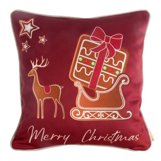Poszewka świąteczna GINGER z welwetu zdobiona motywem świątecznych pierników 45x45 cm Eurofirany Poszewka świąteczna GINGER z welwetu zdobiona motywem świątecznych pierników 45x45 cm Eurofirany - 45 x 45 cm