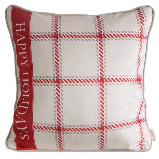 Poszewka świąteczna CLARK z welwetu zdobiona motywem kratki i elegancką wypustką na brzegach 45x45 cm Eurofirany Poszewka świąteczna CLARK z welwetu zdobiona motywem kratki i elegancką wypustką na brzegach 45x45 cm Eurofirany - 45 x 45 cm