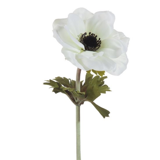 Kwiat sztuczny dekoracyjny ANEMON biały Eurofirany - 53 cm - biały