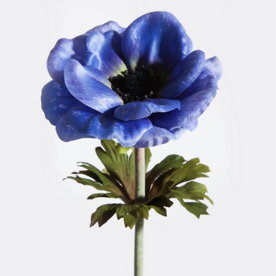 Kwiat sztuczny dekoracyjny ANEMON niebieski Eurofirany - 53 cm - ciemnoniebieski