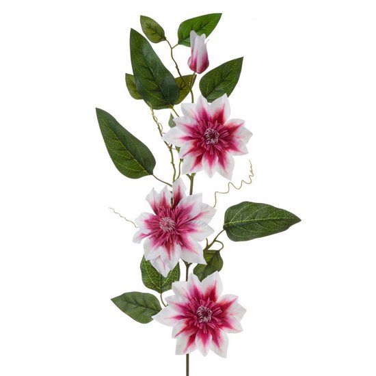 Kwiat sztuczny dekoracyjny POWOJNIK biało-amarantowy Eurofirany - 85 cm - biały