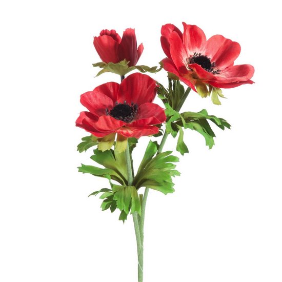 Sztuczny kwiat dekoracyjny ANEMON ZAWILEC czerwony Eurofirany - 56 cm - czerwony