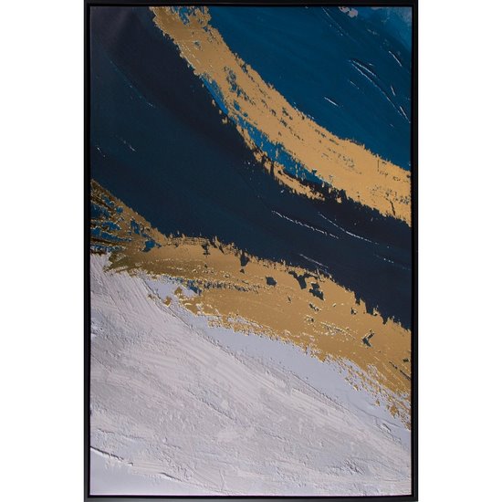 Obraz abstrakcyjny nadruk na płótnie ze złotymi zdobieniami Eurofirany - 60 x 90 cm - szary