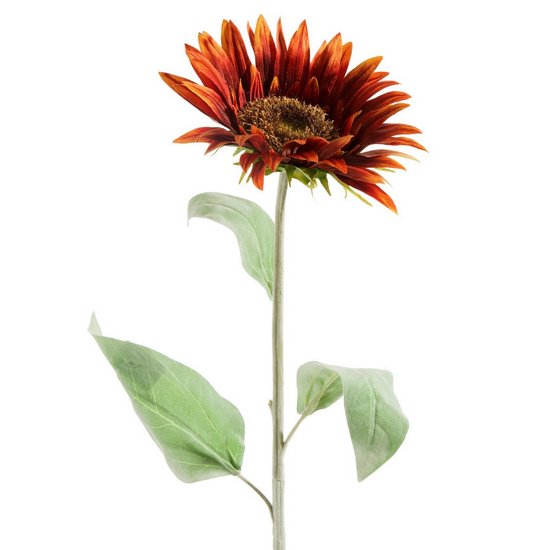 Kwiat sztuczny dekoracyjny SŁONECZNIK brązowo-pomarańczowy Eurofirany - ∅ 12 x 74 cm - brązowy