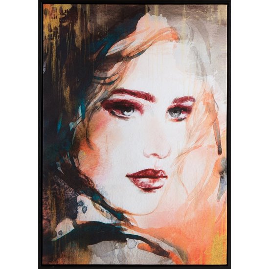 Obraz nadruk na płótnie portret kobiety Eurofirany - 50 x 70 cm - pomarańczowy
