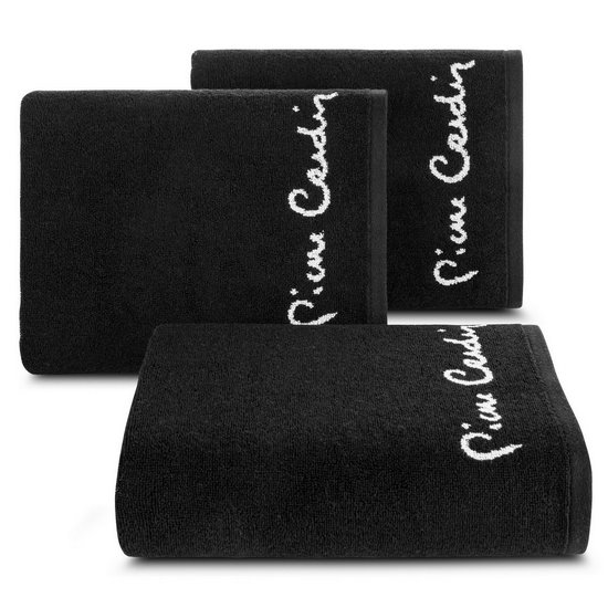 Ręcznik z kolekcji Pierre Cardin zdobiony kontrastowymi paseczkami Eurofirany - 50 x 90 cm - czarny