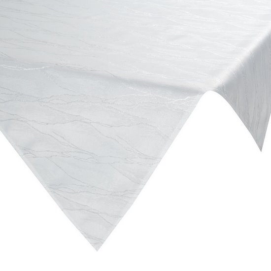 Obrus SUZANA zdobiony marmurowym wzorem, PLAMOODPORNY Eurofirany - 85 x 85 cm - biały