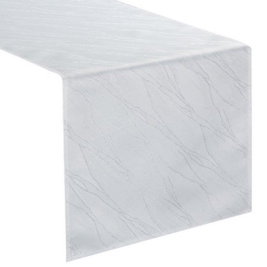 Bieżnik SUZANA zdobiony marmurowym wzorem, PLAMOODPORNY Eurofirany - 40 x 140 cm - biały