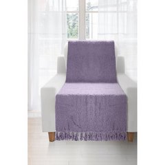 Koc miękki pled z frędzlami na fotel jednokolorowy fioletowy 70x150cm - 70 X 150 cm - fioletowy 1