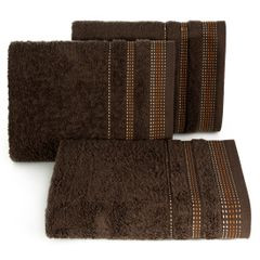 Ręcznik z bawełny z ozdobnym stebnowaniem 50x90cm - 50 X 90 cm - brązowy 1