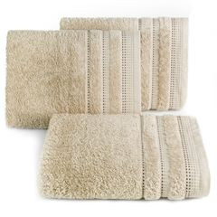 Ręcznik z bawełny z ozdobnym stebnowaniem 50x90cm - 50 X 90 cm - beżowy 1
