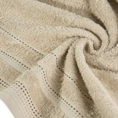 Ręcznik z bawełny z ozdobnym stebnowaniem 50x90cm - 50 X 90 cm - beżowy 5