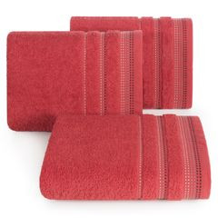 Ręcznik z bawełny z ozdobnym stebnowaniem 50x90cm - 50 X 90 cm - czerwony 1