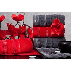 Ręcznik z bawełny z ozdobnym stebnowaniem 50x90cm - 50 X 90 cm - czerwony 7
