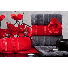 Ręcznik z bawełny z ozdobnym stebnowaniem 70x140cm - 70 X 140 cm - czerwony 3