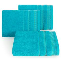 Ręcznik z bawełny z ozdobnym stebnowaniem 50x90cm - 50 X 90 cm - turkusowy 1