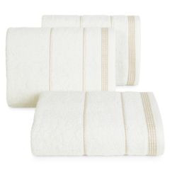 Ręcznik z bawełny ze sznurkowym zdobieniem 70x140cm - 70 X 140 cm - kremowy 1