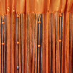 Firana SPAGETTI sznurkowa z koralikami 140x250 cm na taśmie pomarańczowa - 140 X 250 cm - pomarańczowy 1