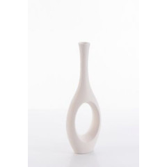 RISO kremowy wazon ceramiczny o fantazyjnym kształcie 12x6x36 cm Eurofirany - 12 x 6 x 36 cm - kremowy 1