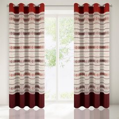 Wzorzysta zasłona do salonu biały czerwony przelotki 140x250 cm - 140 X 250 cm - biały/pomarańczowy 1