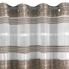 Firana gotowa poziome pasy 140x250cm organdyna - 140 X 250 cm - brązowy 4