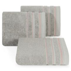 Ręcznik z bawełny z ozdobnym stebnowaniem 30x50cm - 30 X 50 cm - srebrny 1