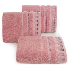 Ręcznik z bawełny z ozdobnym stebnowaniem 70x140cm - 70 X 140 cm - pudrowy 1
