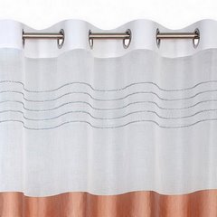 Zasłona biała z beżówym pasem przelotki 140x250cm - 140 X 250 cm - biały/beżowy 3