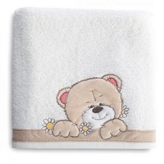 Ręcznik dziecięcy z welurową aplikacją z misiem 50x90cm - 50 x 90 cm - biały 2