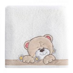 Dziecięcy ręcznik kąpielowy miś beżowy 70x140 cm - 70 X 140 cm - biały 1