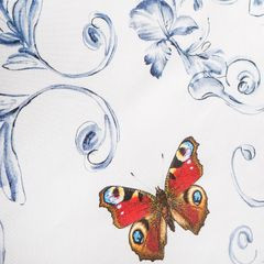 Obrus z ornamentowym wzorem i motylami 140 x 180 cm  - 140 X 180 cm - kremowy/niebieski 4
