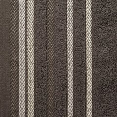 LIVIA BRĄZOWY RĘCZNIK KĄPIELOWY Z BORDIURĄ W PASKI 50x90 cm EUROFIRANY - 50 X 90 cm - brązowy 10