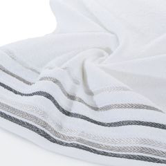 Ręcznik z bawełny z kolorowymi paskami w jodełkę 50x90cm biały - 50 X 90 cm - biały 5