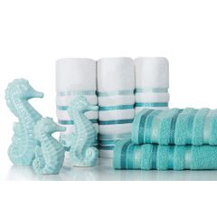 Ręcznik z bawełny z kolorowymi paskami w jodełkę 50x90cm biały - 50 X 90 cm - biały 6