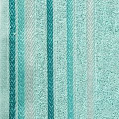 Ręcznik z bawełny z kolorowymi paskami w jodełkę 70x140cm turkusowy - 70 X 140 cm - turkusowy 9