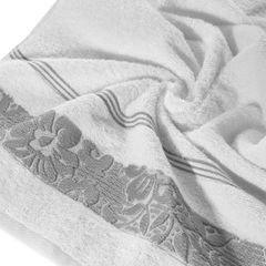 Ręcznik SYLWIA biały z bordiurą w kwiaty Eurofirany - 50 x 90 cm - biały 10