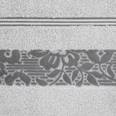Ręcznik z bawełny z kwiatowym wzorem na bordiurze 50x90cm popielaty - 50 X 90 cm - srebrny 4
