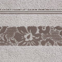 Ręcznik z bawełny z kwiatowym wzorem na bordiurze 50x90cm liliowy - 50 X 90 cm - liliowy 8