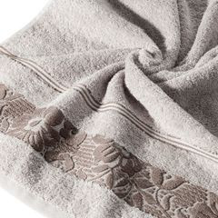 Ręcznik z bawełny z kwiatowym wzorem na bordiurze 70x140cm liliowy - 70 X 140 cm - liliowy 10