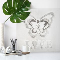 Obraz love motyl biały popielaty 30 x 30  - 30 X 30 cm - biały/szary 3