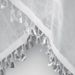 Firana biała z lambrekinem i pasmanterią z kryształkami biała 350x160 cm - 350 X 160 cm - biały 2